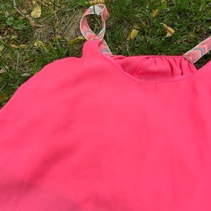 Neon Pink Tank Top With Chevron Straps